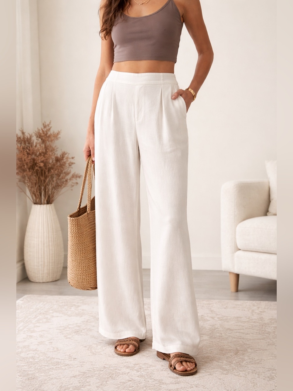 Abercrombie & Fitch linen blend wide leg pants NWT , sz : XL ( tall )